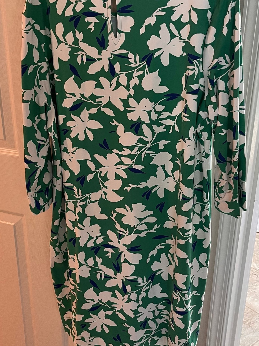 Southern Tide Green Floral Long-Sleeve Shift Dress